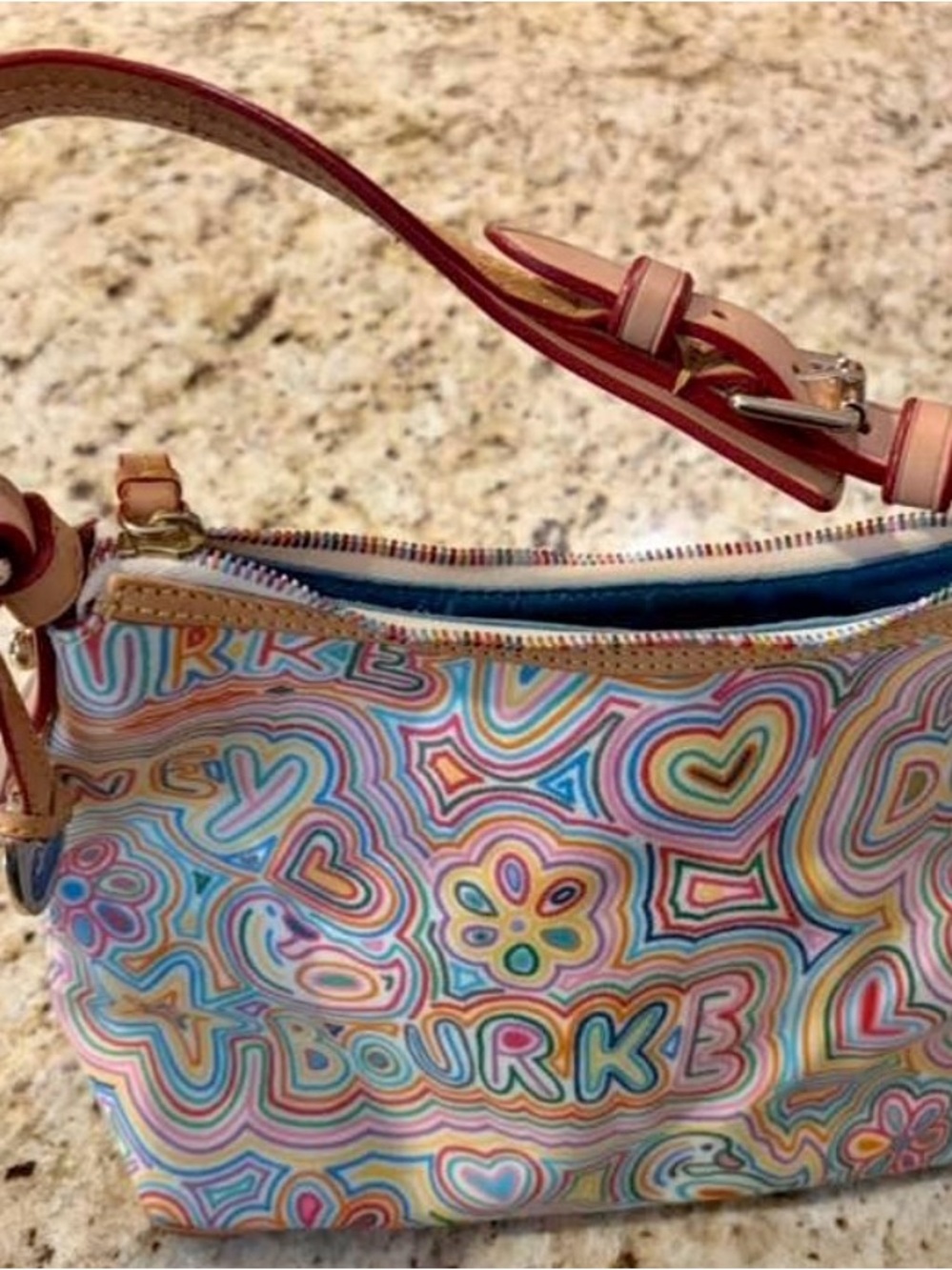 Dooney & Bourke Pastel Multicolor Heart & Flower Print Crossbody